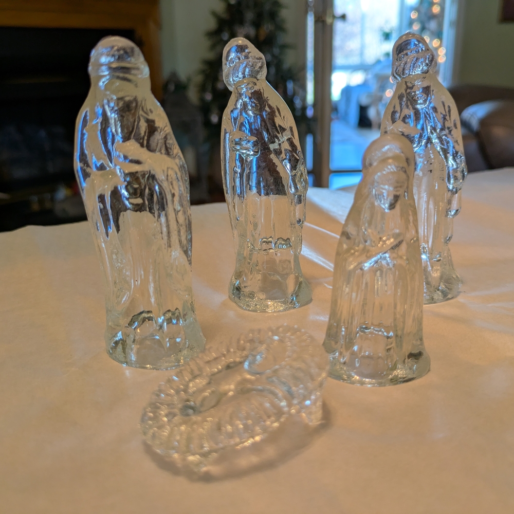 Glass Nativity Figurine Set